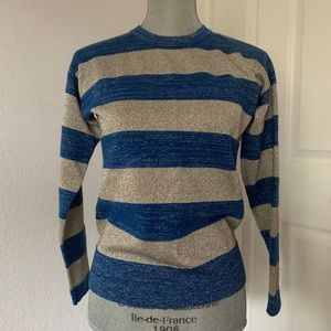 Derek Lam 10 Crosby Metallic Blue and Gold Sweater